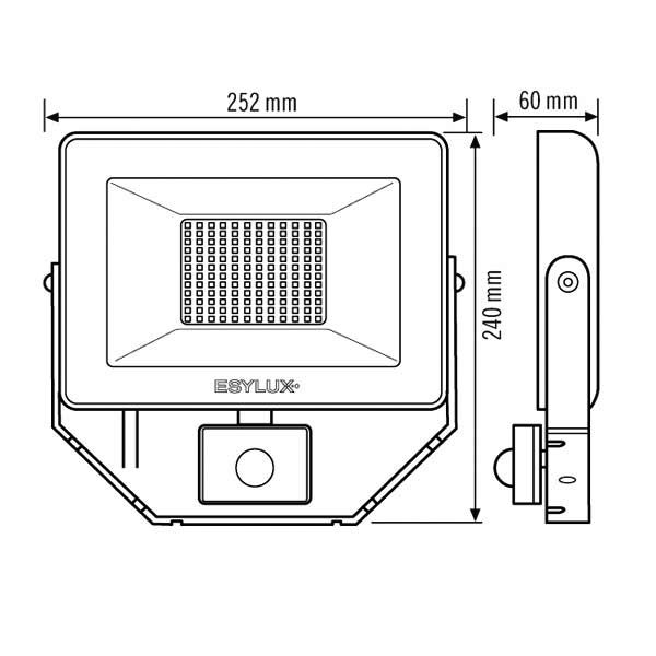 ESYLUX EL10810763 LED-Strahler mit Bewegungsmelder 4000 K, 50 W, Tiefe 32mm