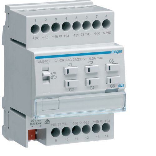 Hager TXM646T Heizungsaktor 6fach KNX easy für 24/230V Stellantriebe, Triac