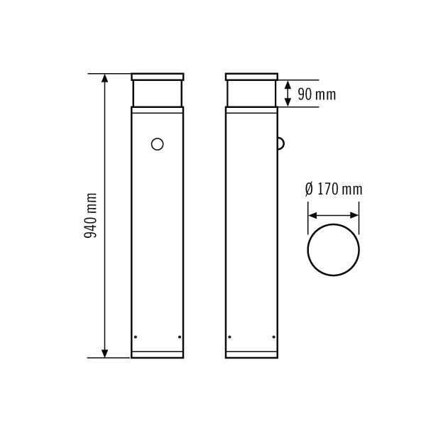 ESYLUX EL10820427 Pollerleuchte ALVA TR 360° 1200 840 MD IR DALI AN