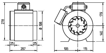 Helios 05890 RRK200EX, Radial-Rohrventilator 1-PH,EX-geschützt, II 2G