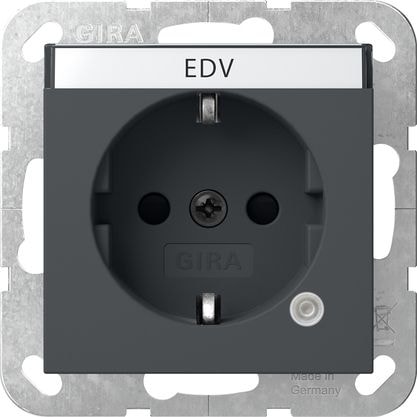 Gira 445228 Schutzkontakt-Steckdose Kontrolllicht + Beschriftungsfeld System 55 Anthrazit