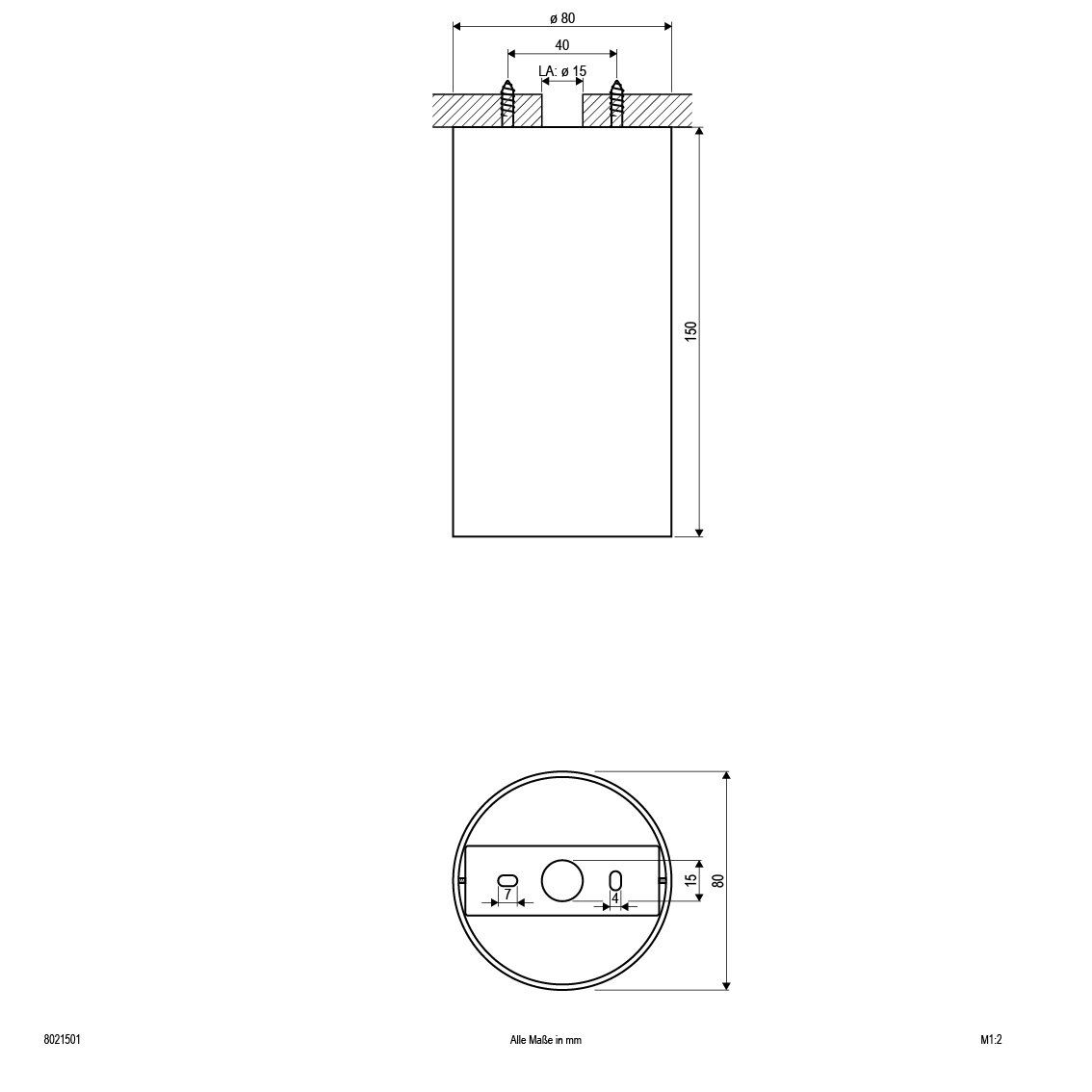 EVN 8021501 Deckenanbauleuchte rund, 222mm