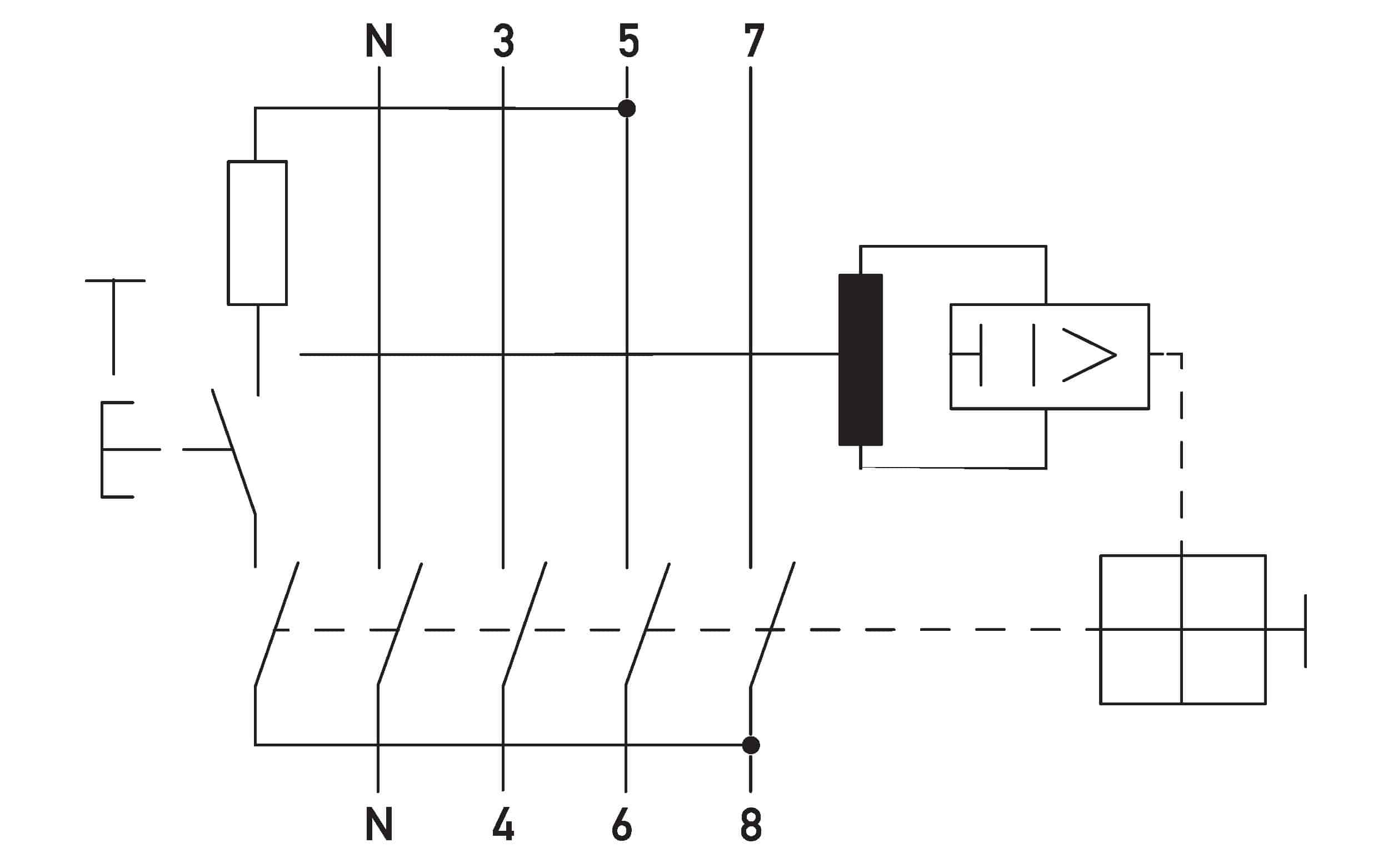 Doepke 09144846 FI-Schutzschalter DFS 4 063-4/0,03-F Audio, vierpolig, 63 A, 30mA, Typ F, für audiophile Anwendungen, N links