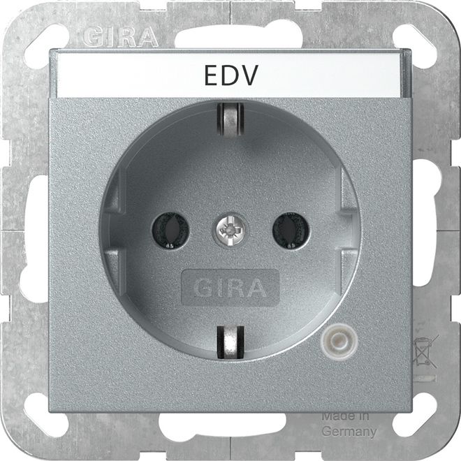 Gira 445226 Schutzkontakt-Steckdose Kontroll + Beschriftungsfeld System 55 F Alu