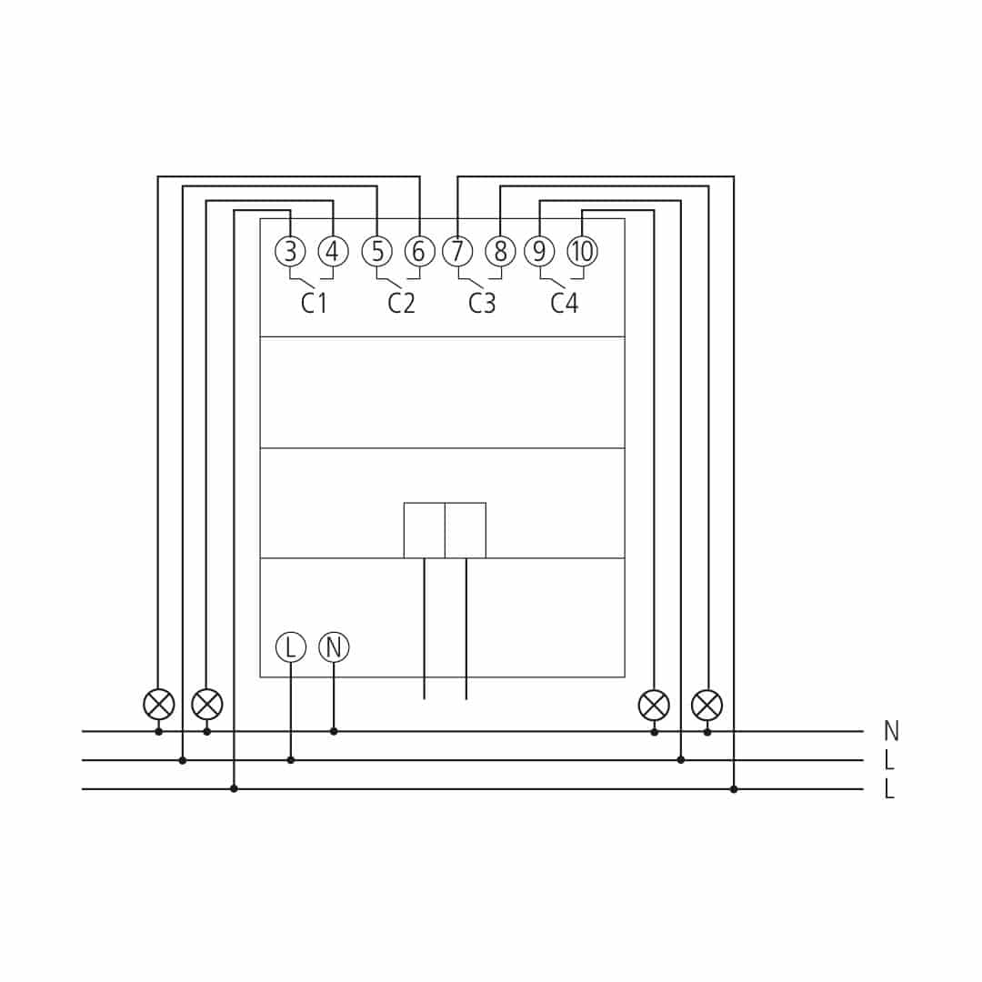 Theben 4800420 LUXORliving S4, 4-fach Schaltaktor, Funktionen Ein/Aus, Impuls, Ein/Aus-Verzögerung, Treppenlicht mit Vorwarnung