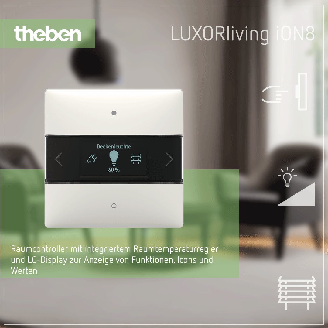 Theben LUXORliving iON8 Raumcontroller mit integriertem Raumtemperaturregler für Smart Home