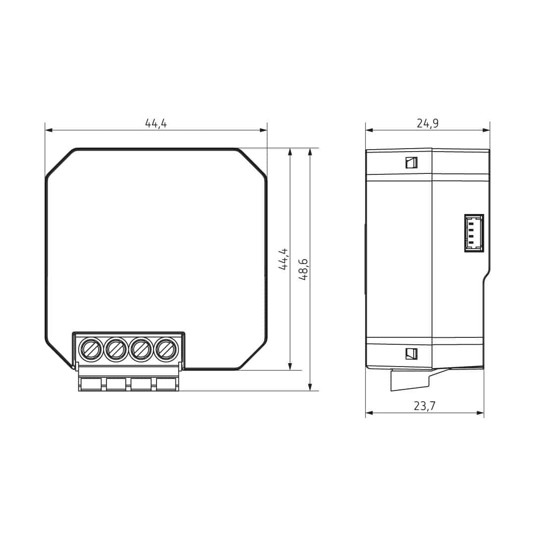 Theben 4800671 LUXORliving D1 S RF, 1-Kanal Funk-Universal-Dimmaktor, Unterputz, Einstellbare Dimmkurve, Automatische Lasterkennung