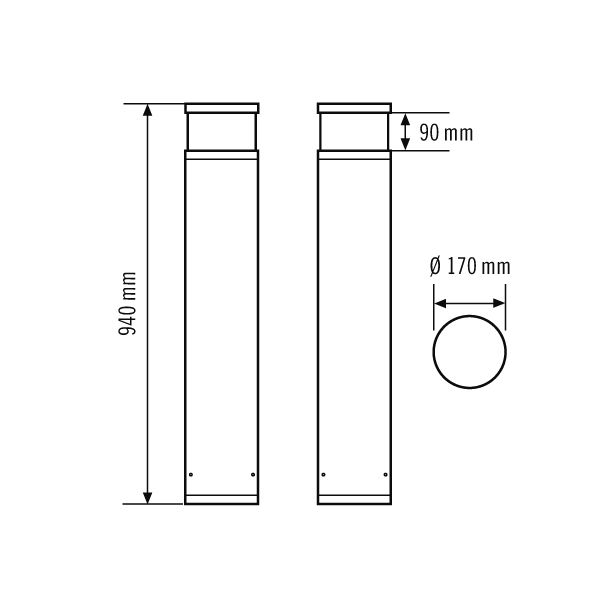 ESYLUX EL10820762 Pollerleuchte ALVA TR 180° 600 830 DALI AN