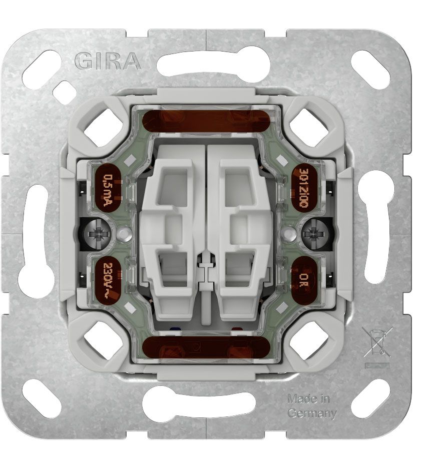 Gira 384500 Tast-Kontrollschalter 10 AX 250 V~ Serienschalter ohne Befestigungskrallen