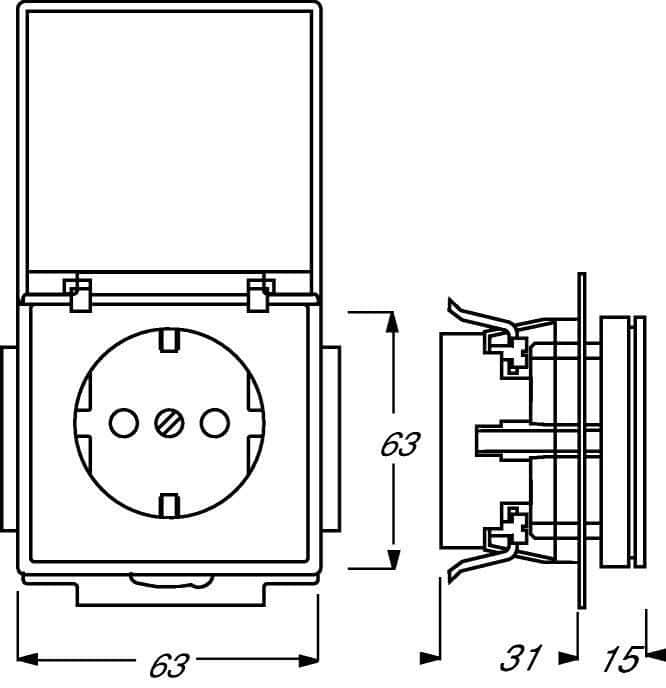 Busch-Jaeger 20 EUK-84 Schutzkontakt-Steckdose mit Klappdeckel, mit Befestigungskrallen, studioweiß glänzend, Plattform 63
