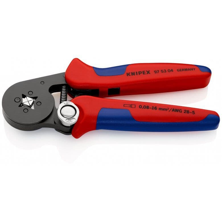 KNIPEX 975304 Selbsteinstellende Crimpzange für Aderendhülsen, mit Seiteneinführung, 0,08 - 10/16 mm²