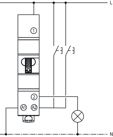 Theben 3120120 OKTO S12-230 Elektromechanischer Stromstoßschalter, Stromstoßrelais, DIN-Schiene, Hutschiene, 1 Kanal/Schließer,  LED bis 200 W, Lichtsteuerung, Handschalter, kein Stand-by Verbrauch