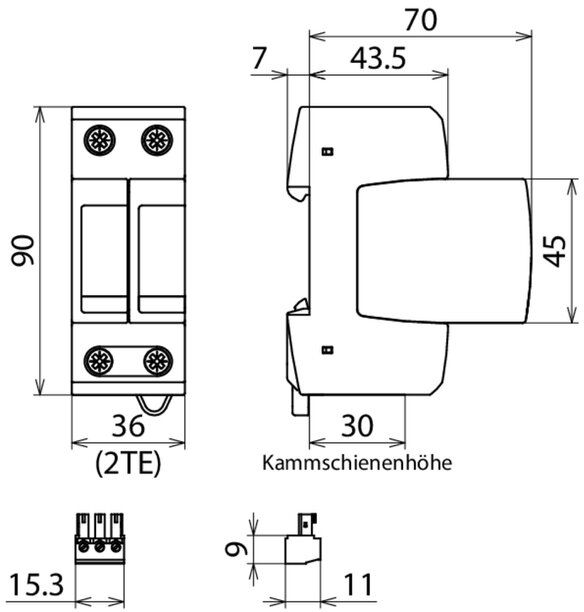 Dehn + Söhne 952220 Überspannungsableiter Typ 2 DEHNguard M 2-polig Uc 275V mit ACI-Technologie