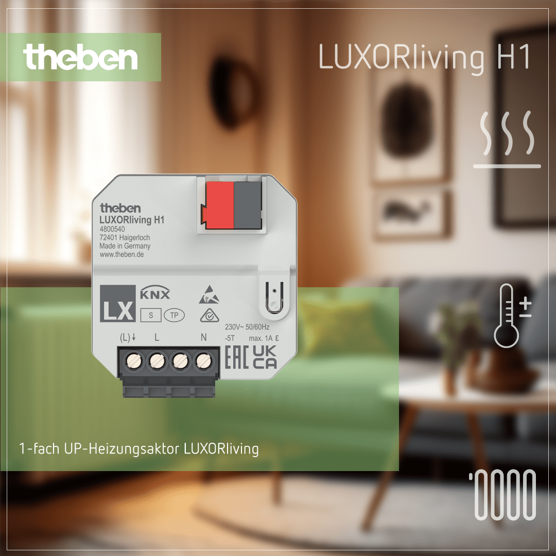 Theben LUXORliving H1 Heizungsaktor, UP, 1-fach zur Steuerung von Heizungen in Smart-Home-Systemen