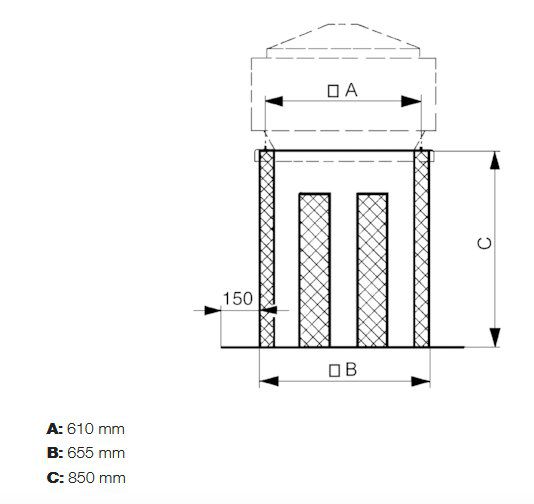 Maico SD 35 Sockel-Schalldämpfer für saugseitige Geräuschreduzierungvon Dachventilatoren, DN 355 mm