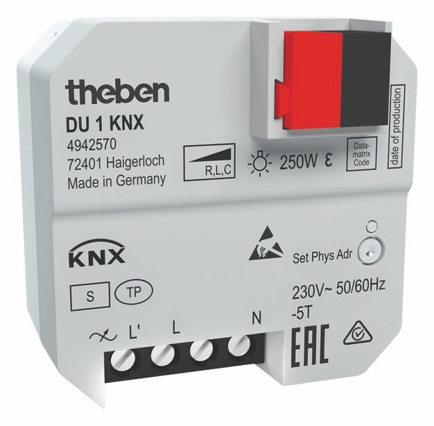 Theben 4942570 DU 1 T KNX UP-Dimmaktor, 1 Kanal