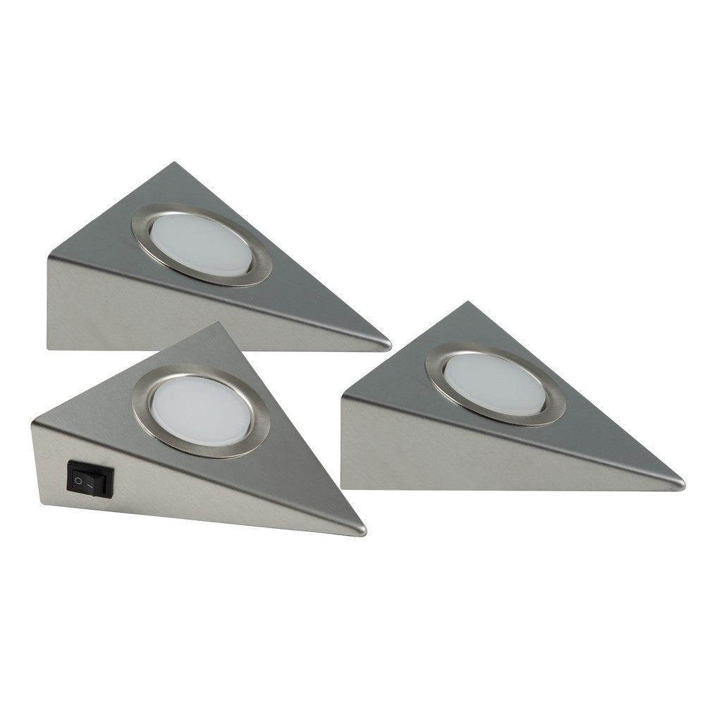 Heitronic 23009 LED Unterbaustrahler Genua, 6 W, 3000 K, mit Schalter, 3er-Komplett-Set