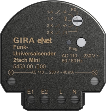 Gira 545300 eNet Funk-Universalsender 2fach Mini