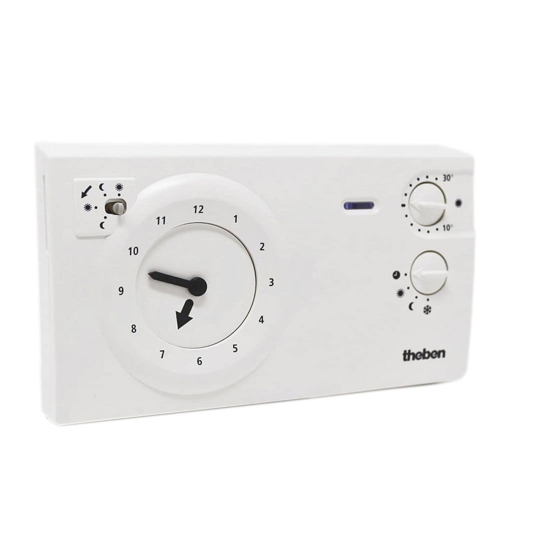 Theben 7220030 RAMSES 722 Analoges Uhrenthermostat mit Tagesprogramm und Wochenprogramm, Netzversion, elektronisch, Programmanzeige, Absenktemperatur, Raumtemperaturregler, Raumregler, Thermostat