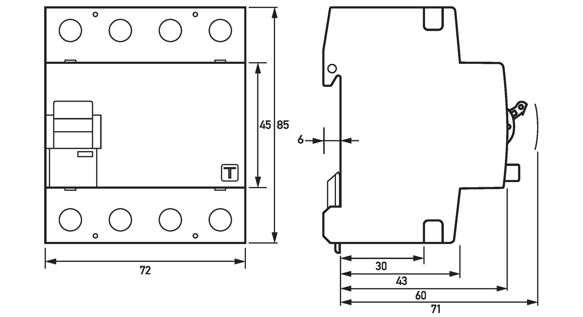 Doepke 09144846 FI-Schutzschalter DFS 4 063-4/0,03-F Audio, vierpolig, 63 A, 30mA, Typ F, für audiophile Anwendungen, N links