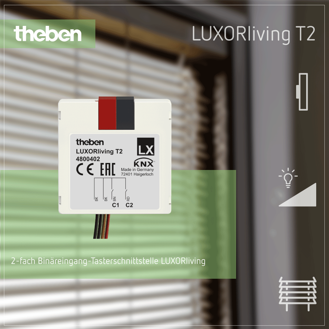 Theben LUXORliving T2 Tasterschnittstelle, UP für die einfache Integration von Tastern im Smart Home