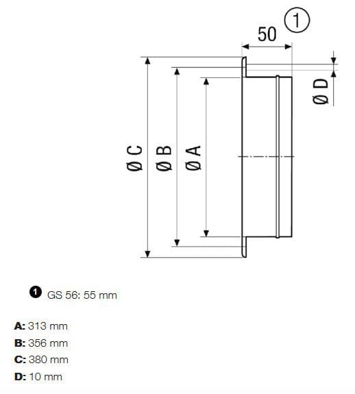 Maico GS 30 Gegenstutzen zur Montage von elastischen Manschetten DN 300 an Lüftungsleitungen