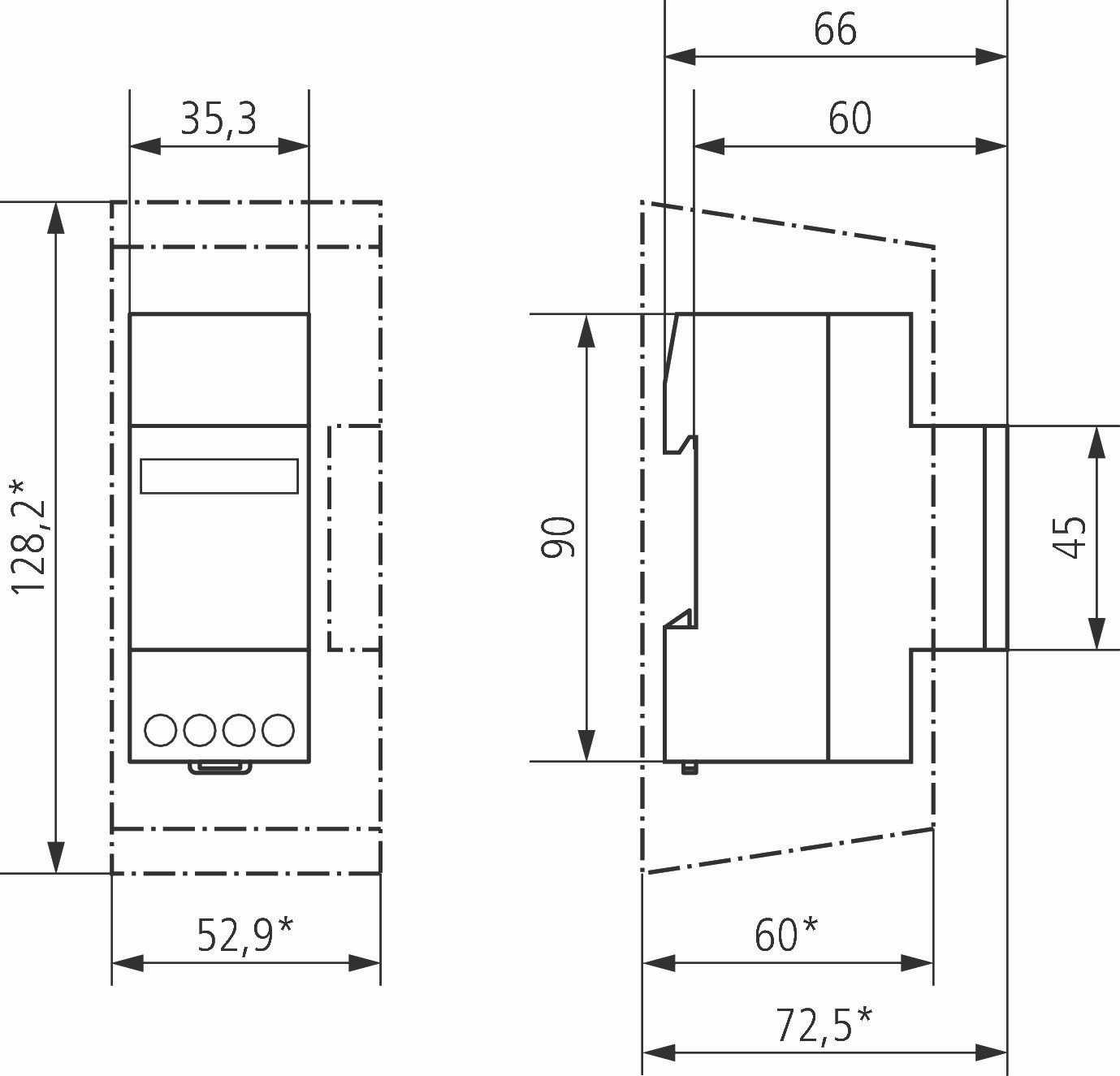 Theben 1480000 BZ 148 Digitaler Reiheneinbau-Betriebsstundenzähler, Breite 2 TE