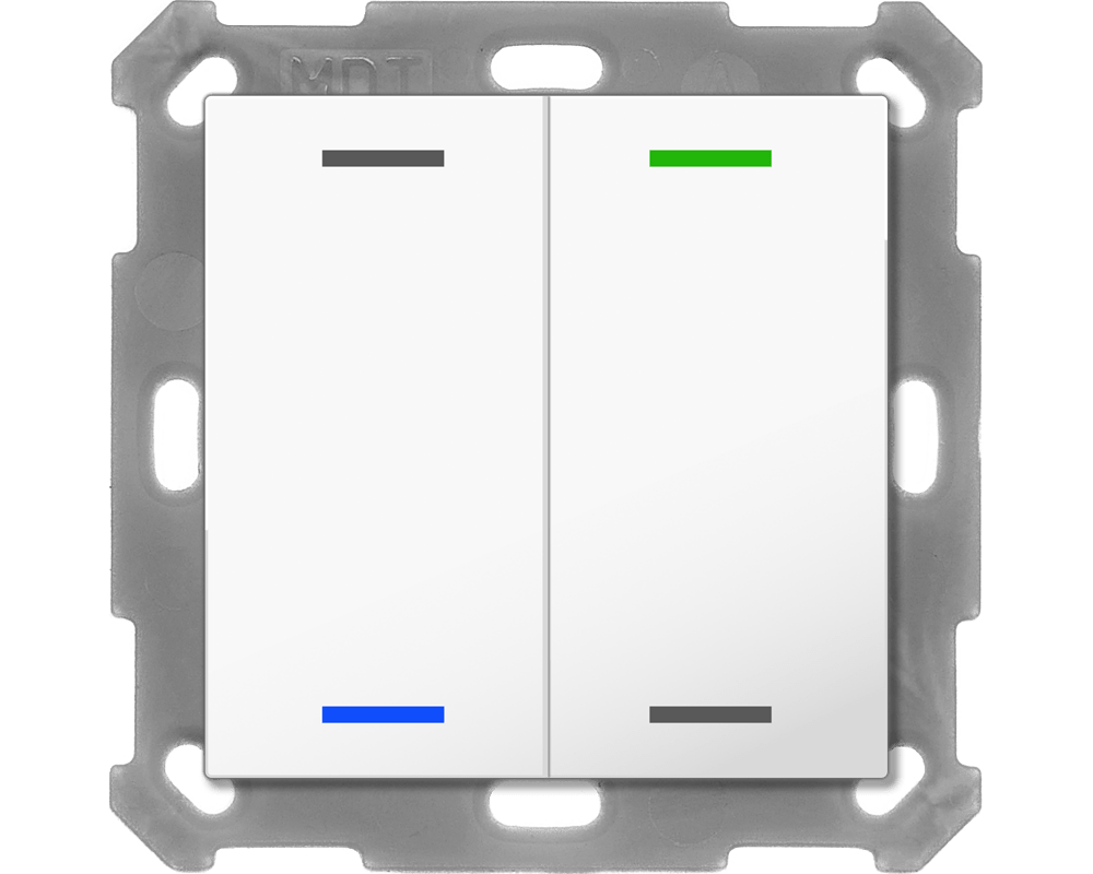 MDT BE-TAL5502.01 KNX Taster Light 55 2-fach, RGBW, Reinweiß glänzend, Neutral