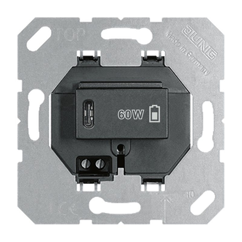 Jung USBPD60CSW USB-Ladegerät PD, 1 x Typ C, schwarz