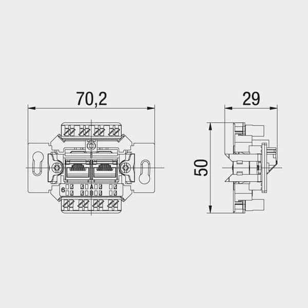 Rutenbeck 132104050 ClassEA iso U-Anschlussdose, ungeschirmt, 2-fach, Unterputz, mit Kunststofftragstegen, mit Spreizkrallen, für Abdeckungen der Elektro-Installationsmaterial-Hersteller