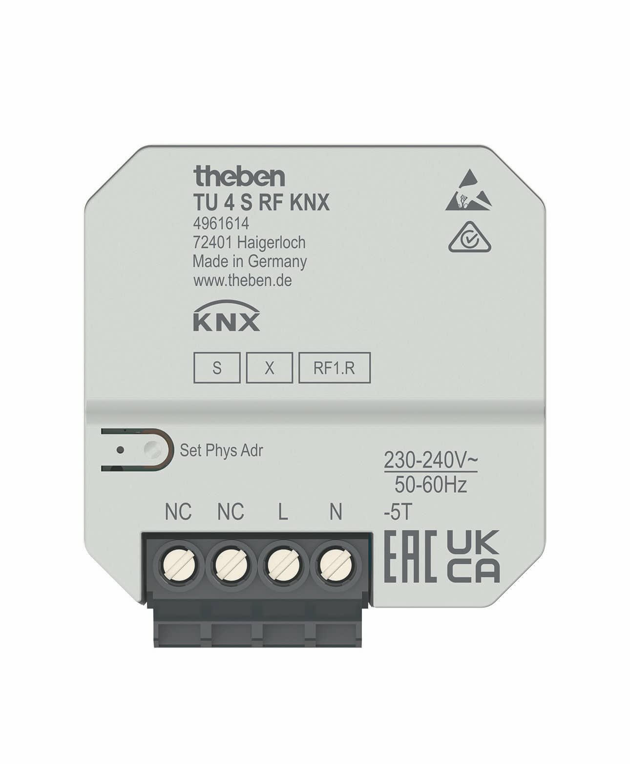 Theben 4961614 TU 4 S RF KNX Funk-Tasterschnittstelle 4-fach UP, KNX Data Secure