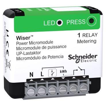 Schneider Electric CCTFR6730 Wiser UP-Lastaktor, Schalten und Messen von Lasten bis zu 3000W, Energie messen, Wiser Home, 230V AC, ZigBee