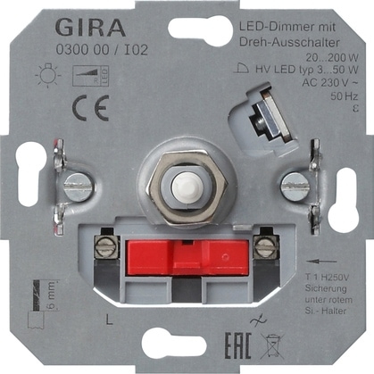 Gira 030000 LED-Dimmeinsatz 20 - 200 W Dreh-Ausschalter