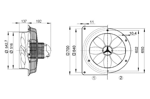 Maico DZQ 50/6 B Axial-Wandventilator Wandplatte 240W