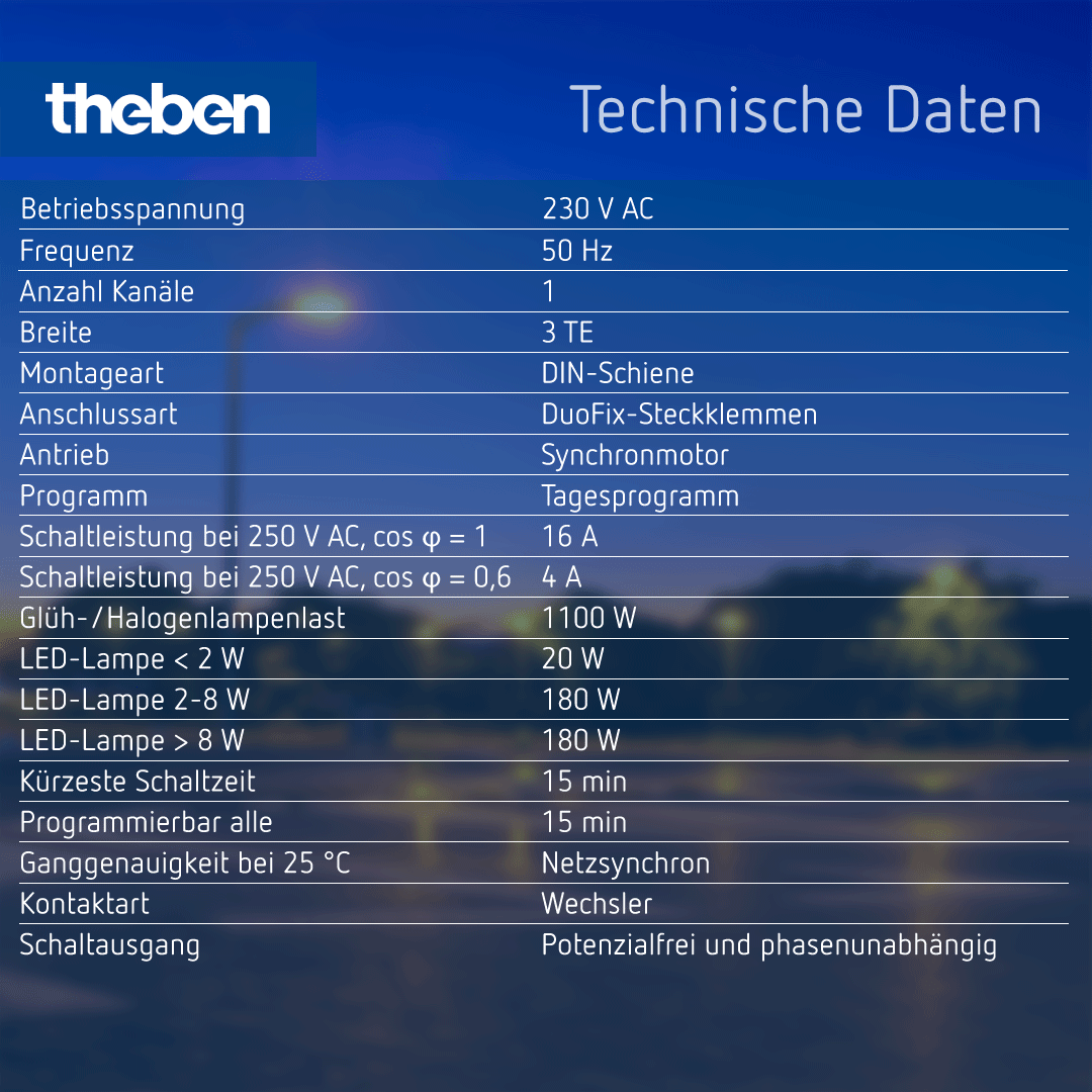 Datenblatt Theben SYN 161d – Analoge Zeitschaltuhr, 1 Kanal, Tagesprogramm, 96 Schaltsegmente