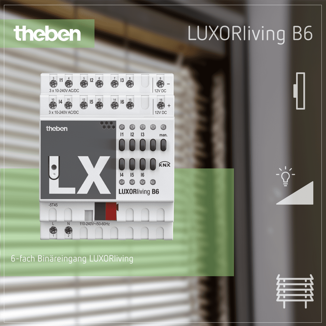 Theben LUXORliving B6 Binäreingang zur Integration von Schaltern und Sensoren ins Smart Home