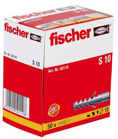 Fischer Spreiz-Dübel S10, Bohr Ø10, Länge 50mm, 50 Stück