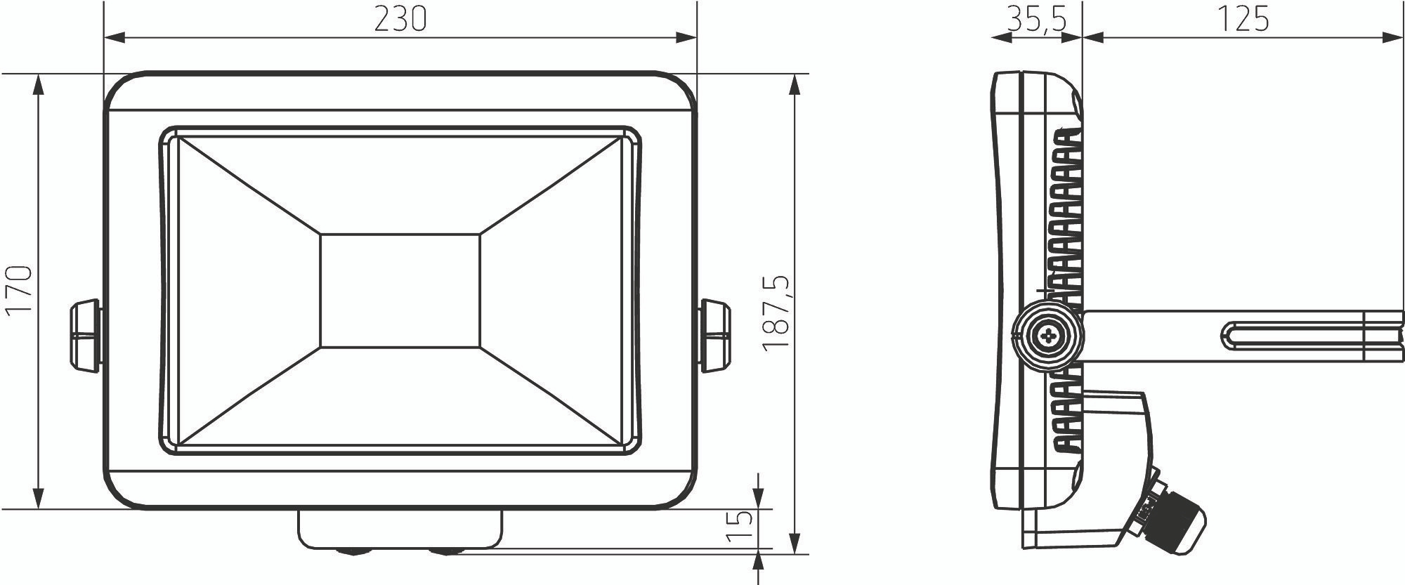 Theben 1020686 theLeda B30L BK LED-Strahler für Wandmontage, 30 Watt, schwarz