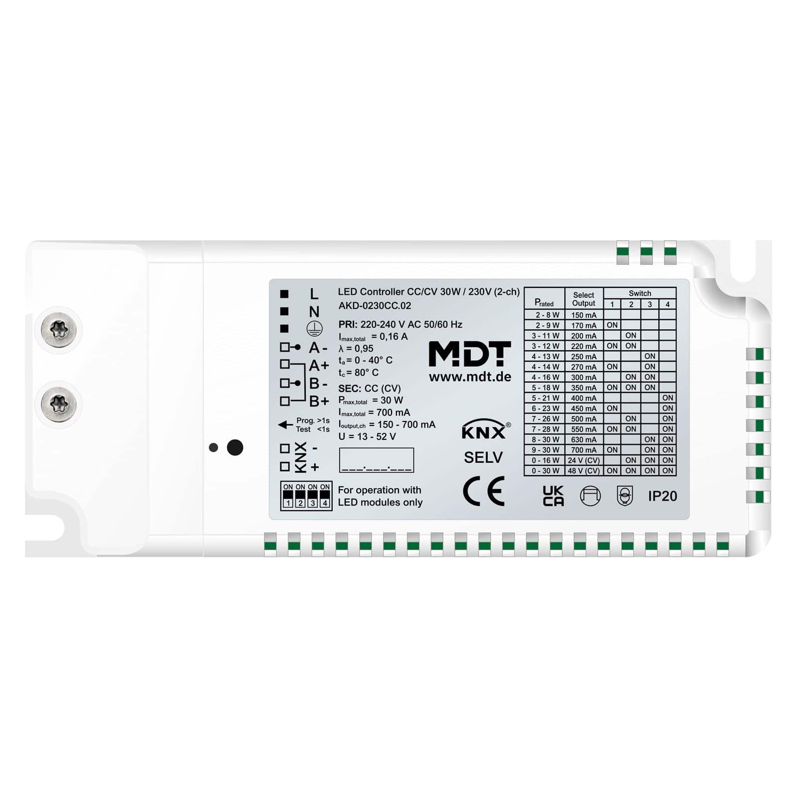MDT AKD-0230CC.02 KNX LED Controller CC/CV 30 W / 230 V 2-Kanal