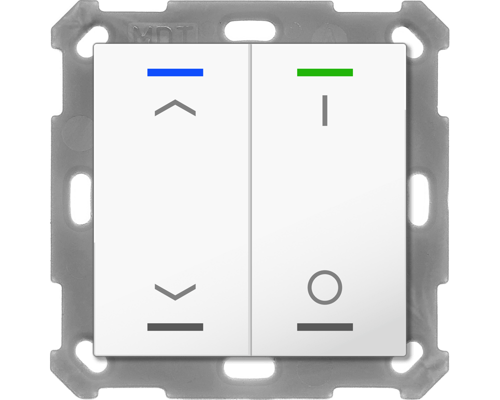 MDT BE-TAL5502.C1 KNX Taster Light 55 2-fach, RGBW, Reinweiß glänzend, Jalousie, Schalten