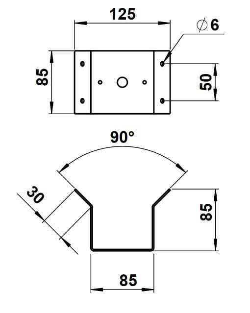 Albert 691003 Eckbock für Wandleuchten aus Edelstahl