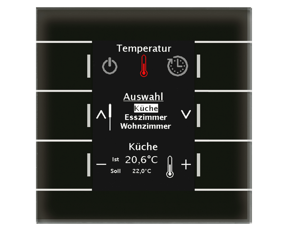 MDT BE-GBZS.01S KNX Glas Bedienzentrale Smart mit Farbdisplay, Schwarz