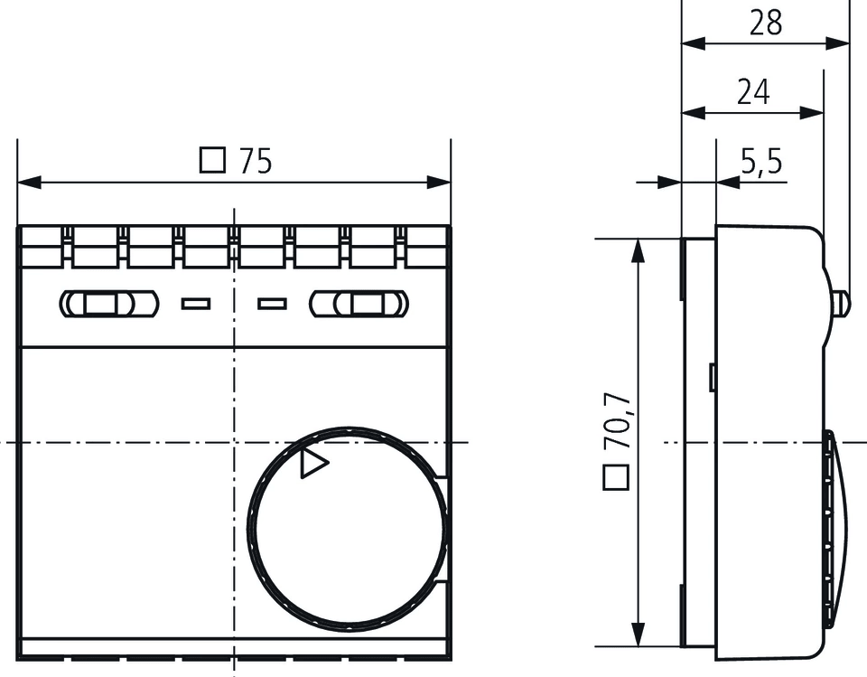 Theben 7010001 RAM SES 701 Analoges Raumthermostat für alle Heizungsarten (Gas, Wasser, Elektro), thermische Rückführung, Regelung zentral oder Einzelraum, Raumtemperaturregler, Raumregler, Thermostat