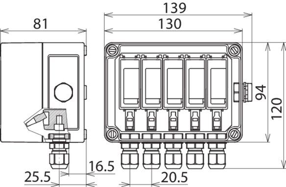 Dehn + Söhne 900920 Überspannungsableiter Typ 2 DEHNcube im Gehäuse IP65 f. PV-Anl. 2MPP b. 1000V DC