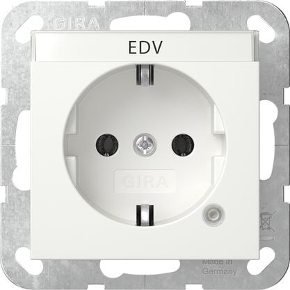 Gira 445203 Schutzkontakt-Steckdose mit Kontrolllicht und Beschriftungsfeld System 55 Reinweiß