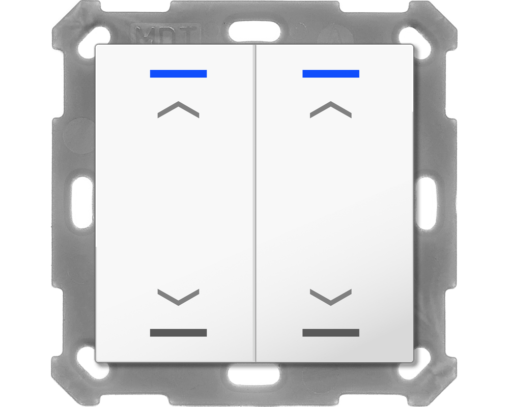 MDT BE-TAL5502.A1 KNX Taster Light 55 2-fach, RGBW, Reinweiß glänzend, Jalousie