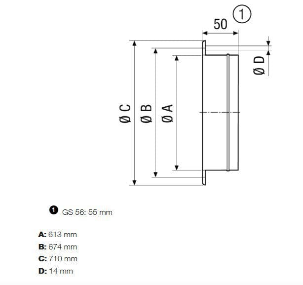 Maico GS 60 Gegenstutzen zur Montage von elastischen Manschetten DN 600 an Lüftungsleitungen