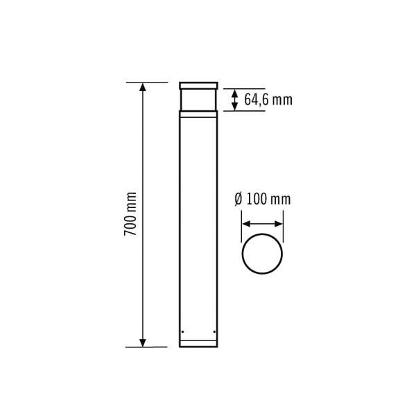 ESYLUX EL10821134 Pollerleuchte 7W, 3000K Höhe 70cm