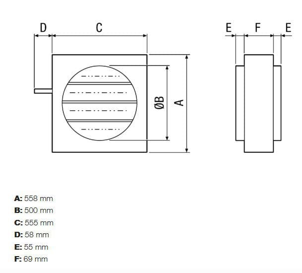 Maico JRE 50 Jalousie-Regelklappe für Stellmotor, DN 500