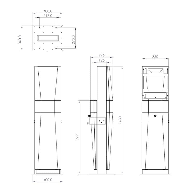 Walther Werke 98691001 Stele für smartEVO, einseitig bestückbar mit Anschlussraum